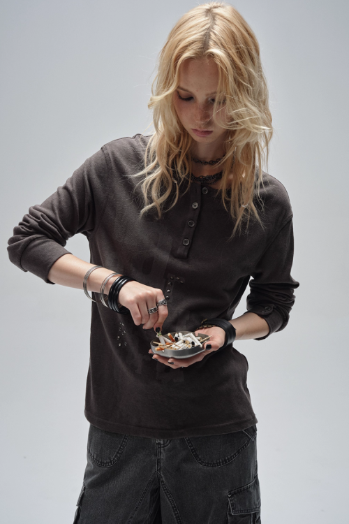 Half Button Long Sleeve T-Shirt