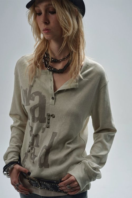 Half Button Long Sleeve T-Shirt