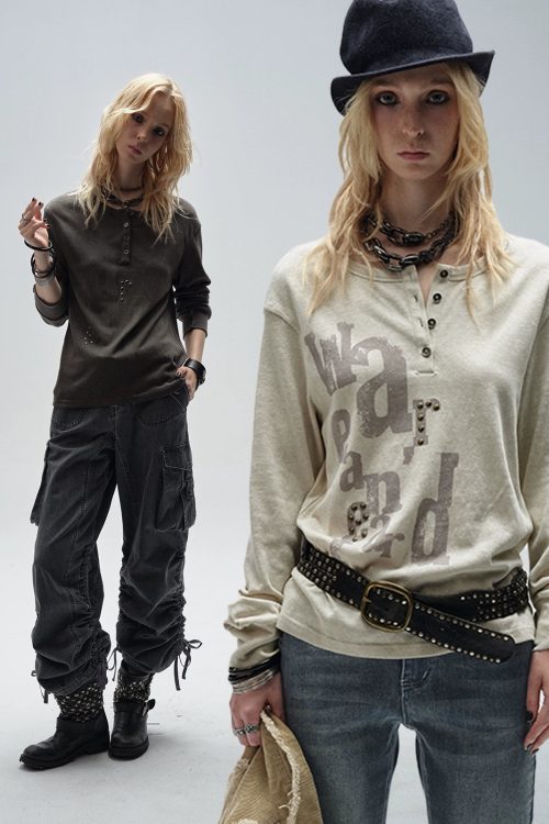 Half Button Long Sleeve T-Shirt