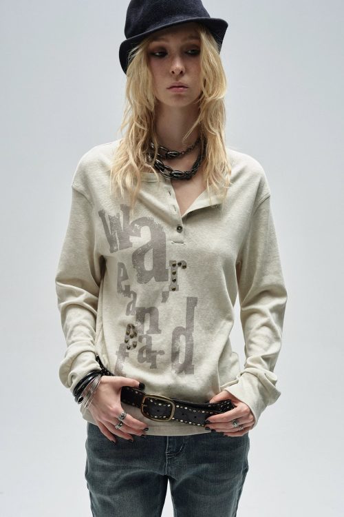 Half Button Long Sleeve T-Shirt