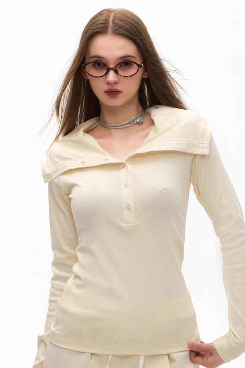 Half Button Long Sleeve Top