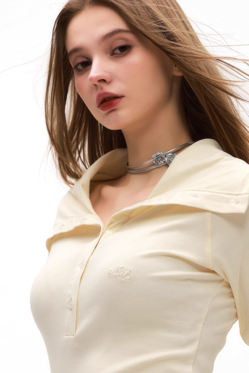 Half Button Long Sleeve Top