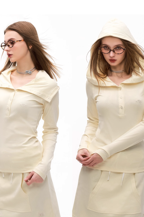 Half Button Long Sleeve Top