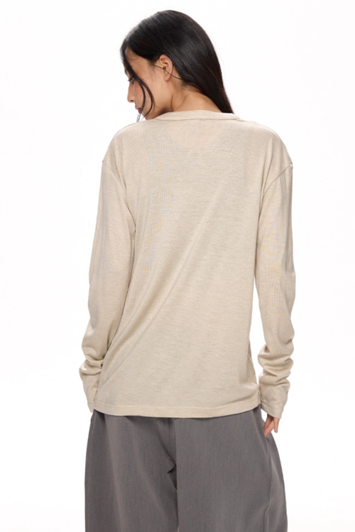Half Button Loose Long Sleeves