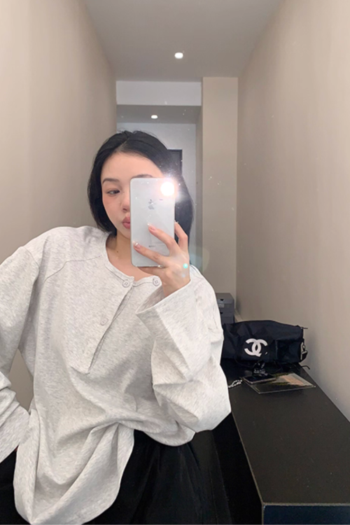 Half Button Loose Top