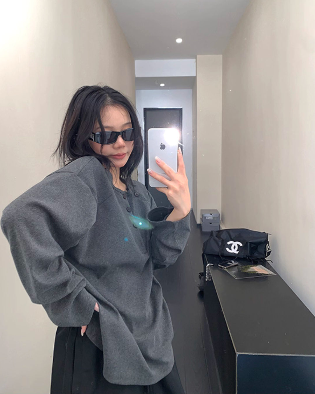 Half Button Loose Top Half Button Loose Top