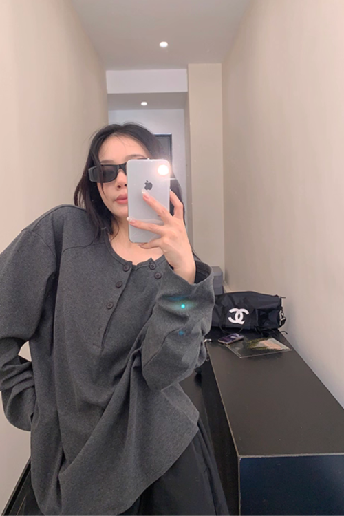 Half Button Loose Top