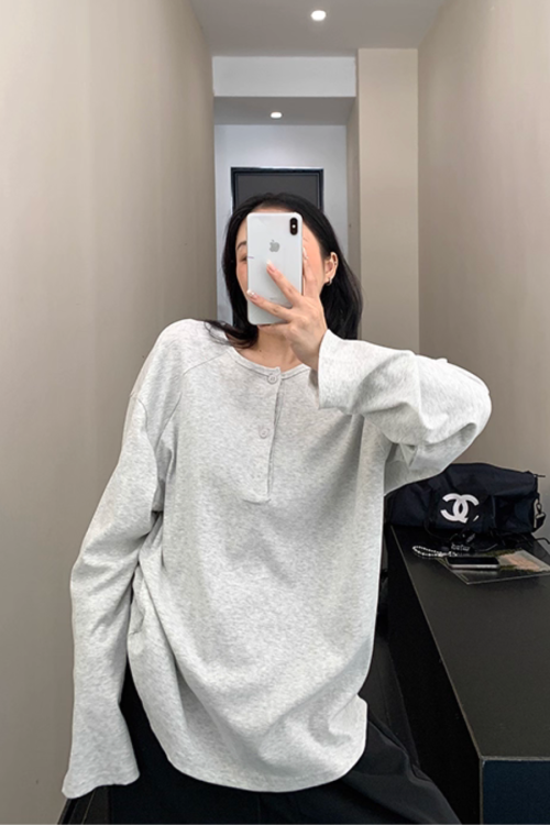 Half Button Loose Top