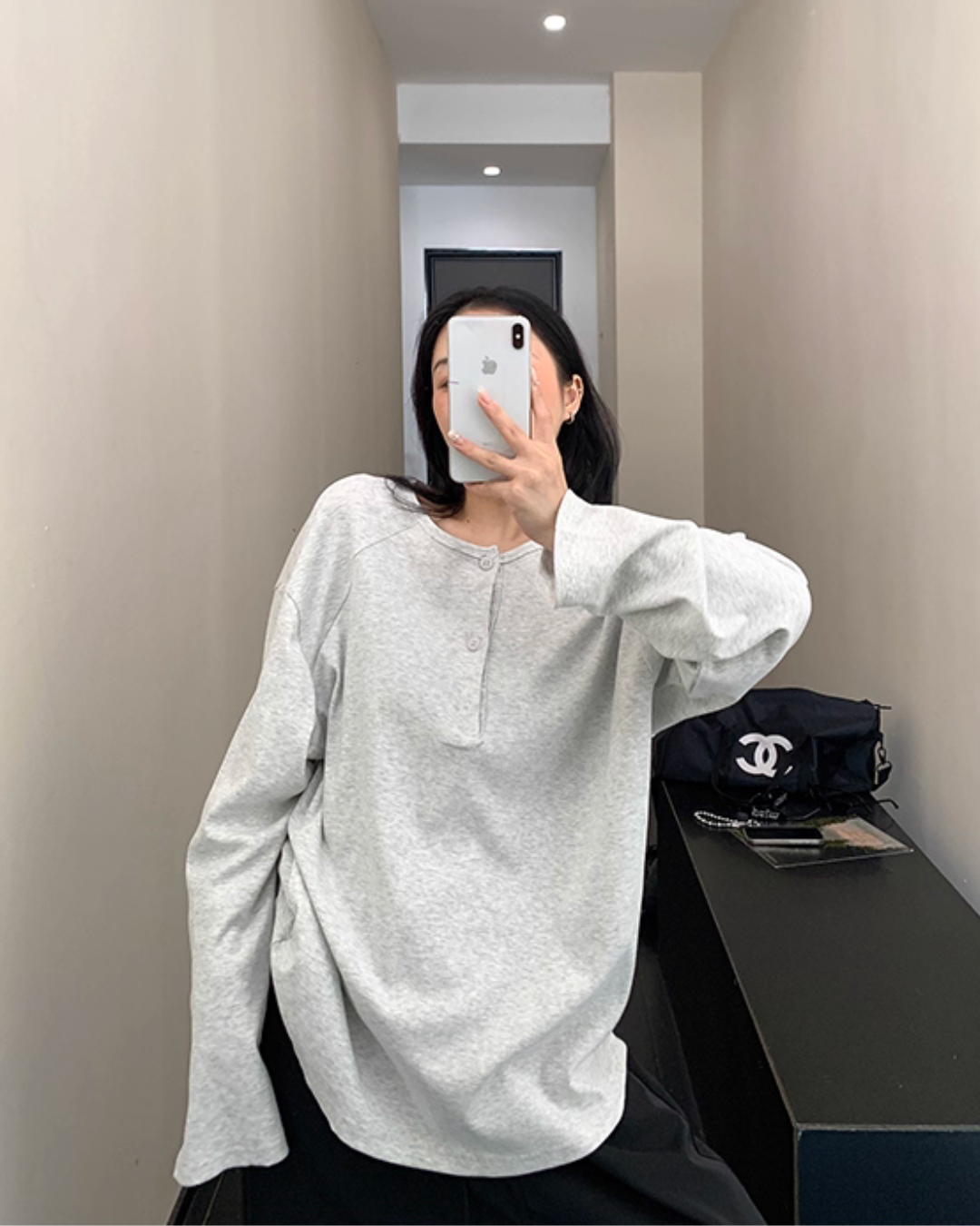 Half Button Loose Top Half Button Loose Top