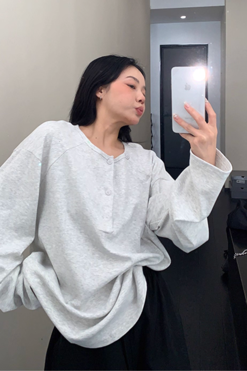 Half Button Loose Top