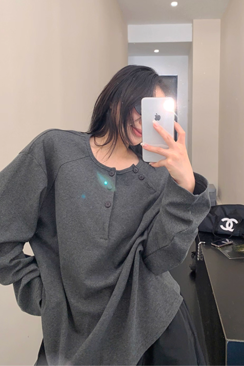 Half Button Loose Top