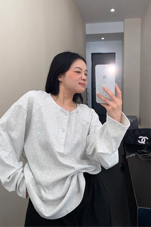 Half Button Loose Top