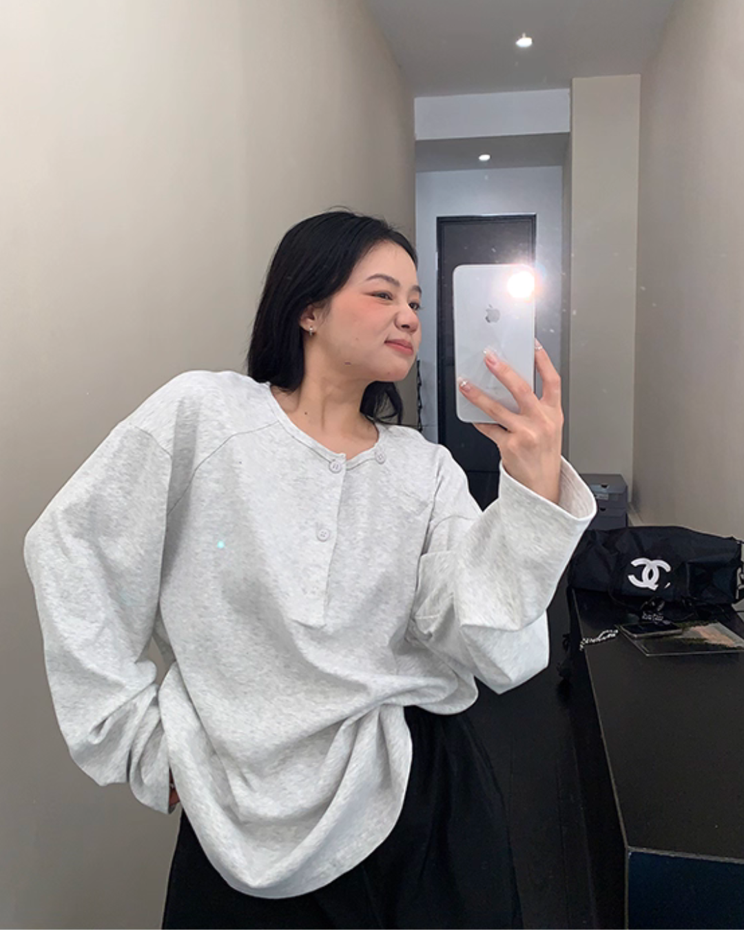 Half Button Loose Top Half Button Loose Top