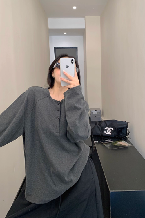 Half Button Loose Top