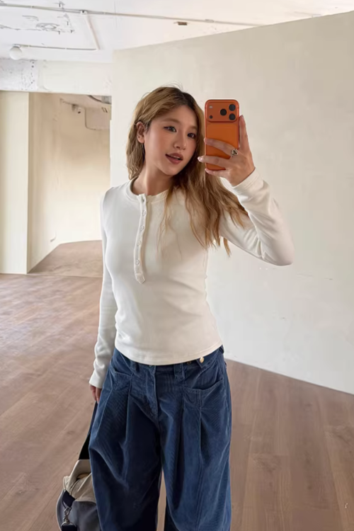 Half-Button Tight Top