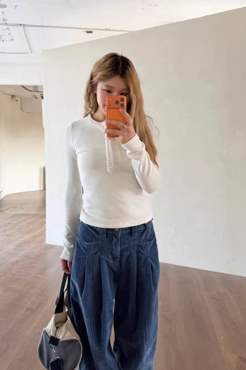 Half-Button Tight Top