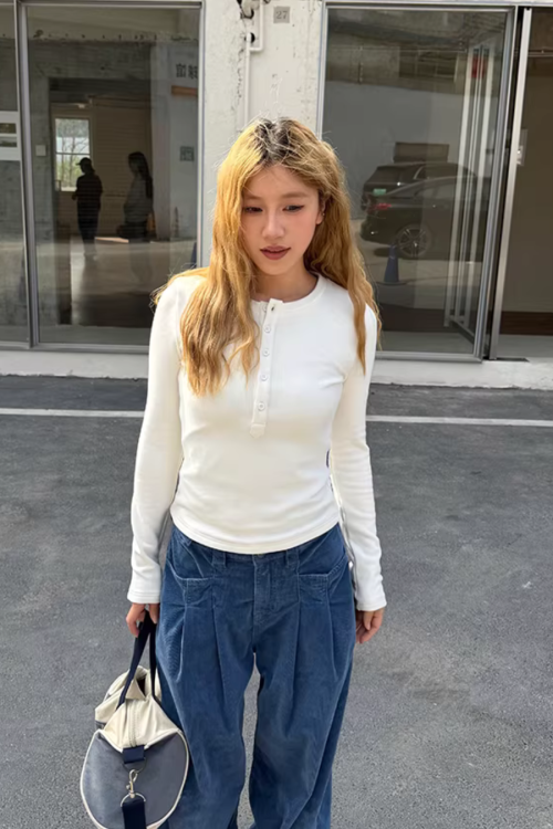 Half-Button Tight Top