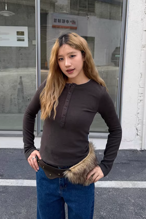 Half-Button Tight Top