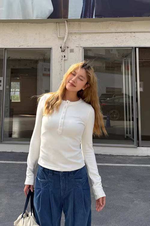 Half-Button Tight Top