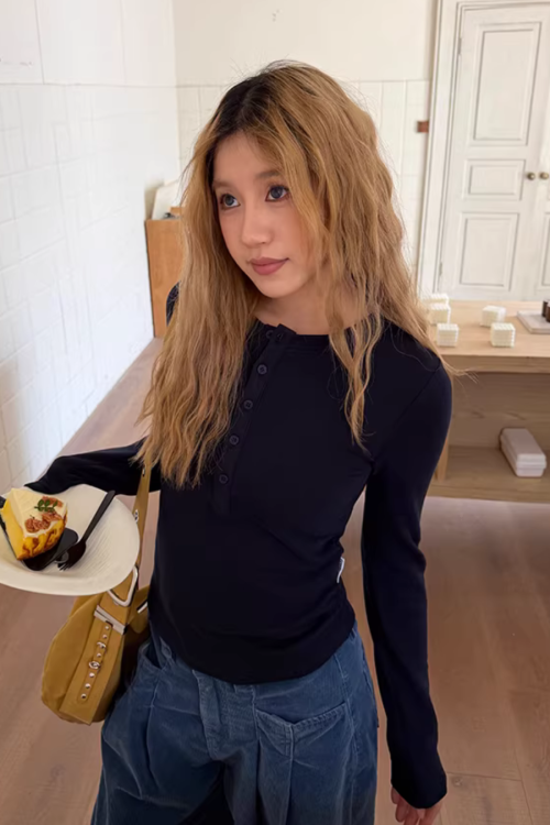 Half-Button Tight Top