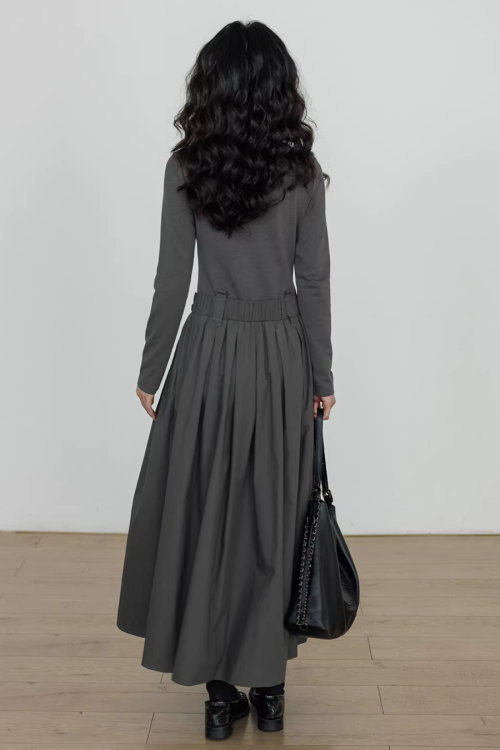 Half-Turtleneck Long Dress