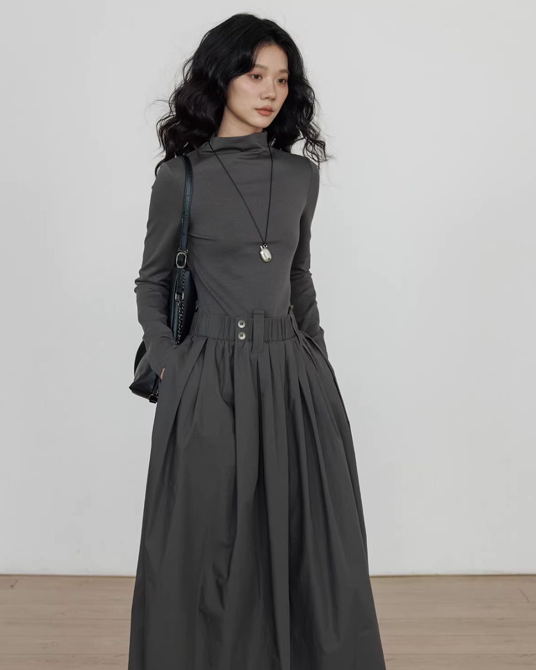 Half-Turtleneck Long Dress Half-Turtleneck Long Dress
