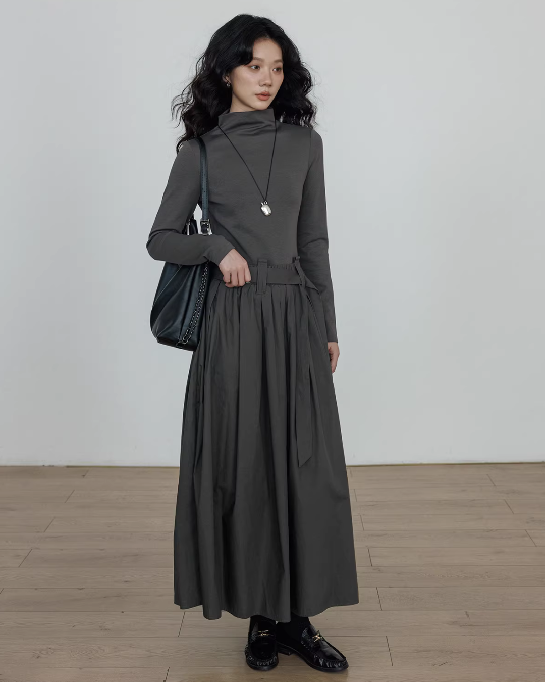 Half-Turtleneck Long Dress Half-Turtleneck Long Dress