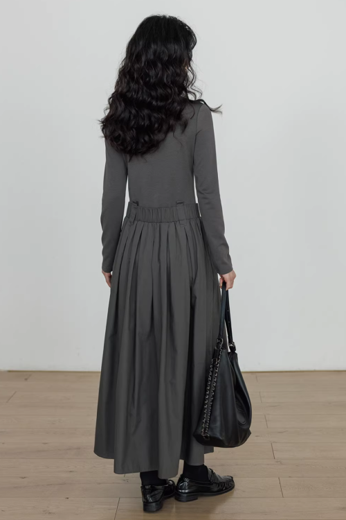 Half-Turtleneck Long Dress