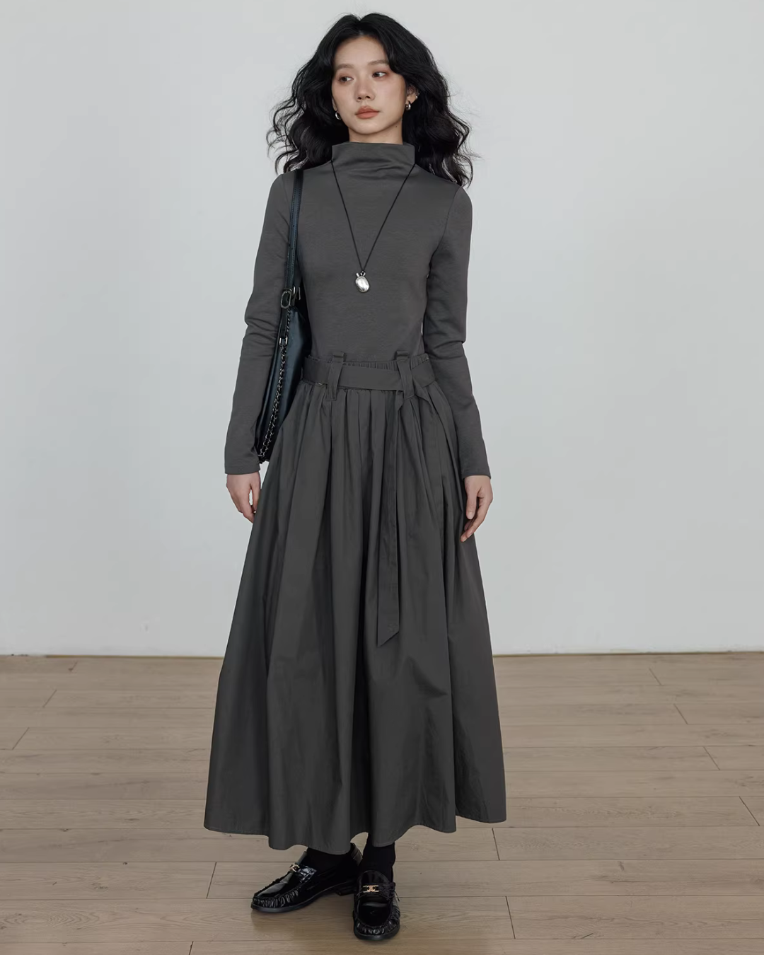 Half-Turtleneck Long Dress Half-Turtleneck Long Dress