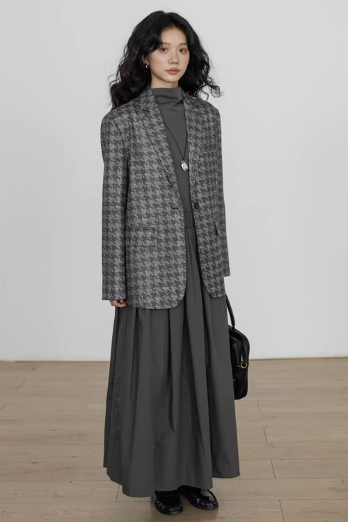 Half-Turtleneck Long Dress