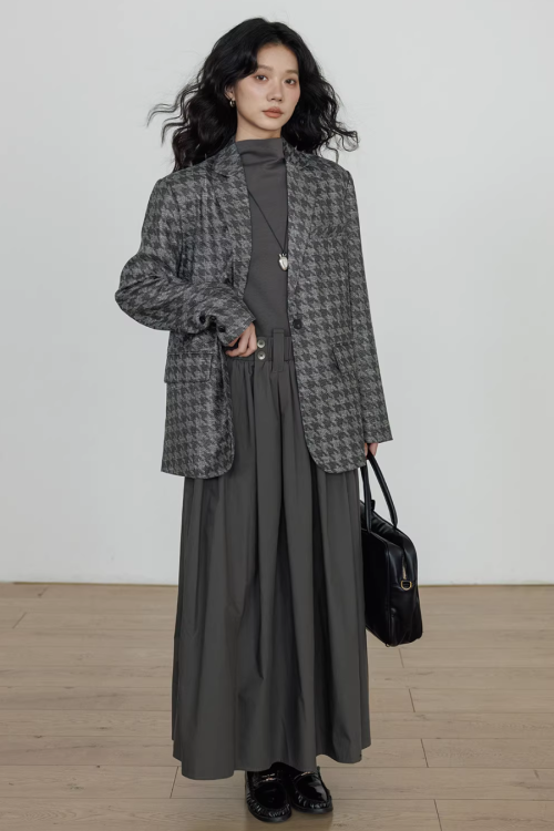 Half-Turtleneck Long Dress