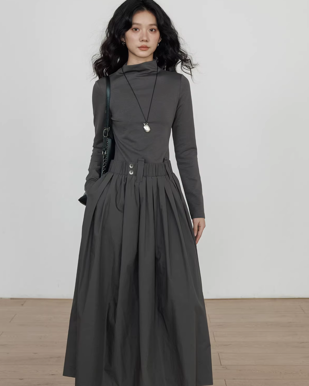 Half-Turtleneck Long Dress Half-Turtleneck Long Dress
