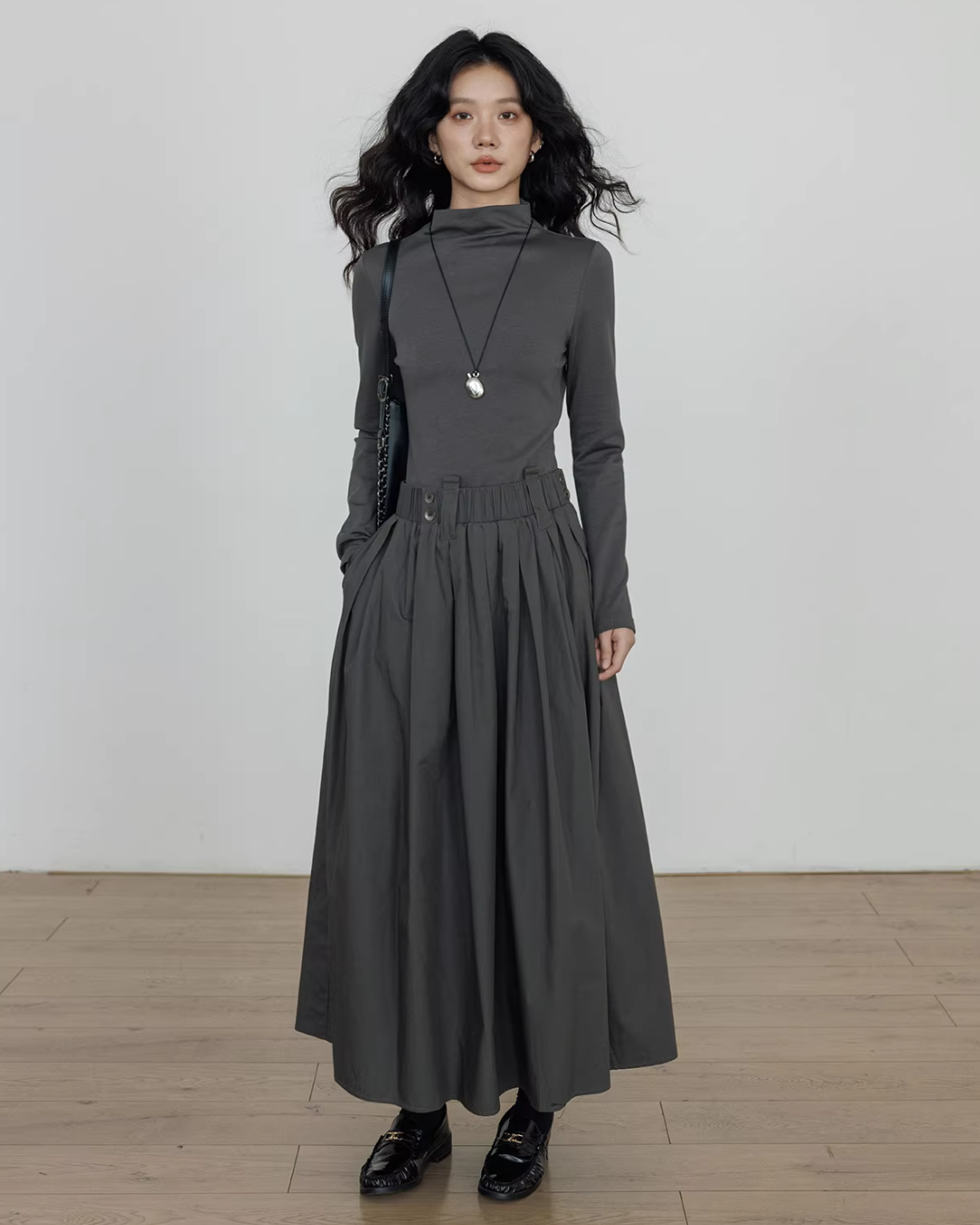 Half-Turtleneck Long Dress Half-Turtleneck Long Dress