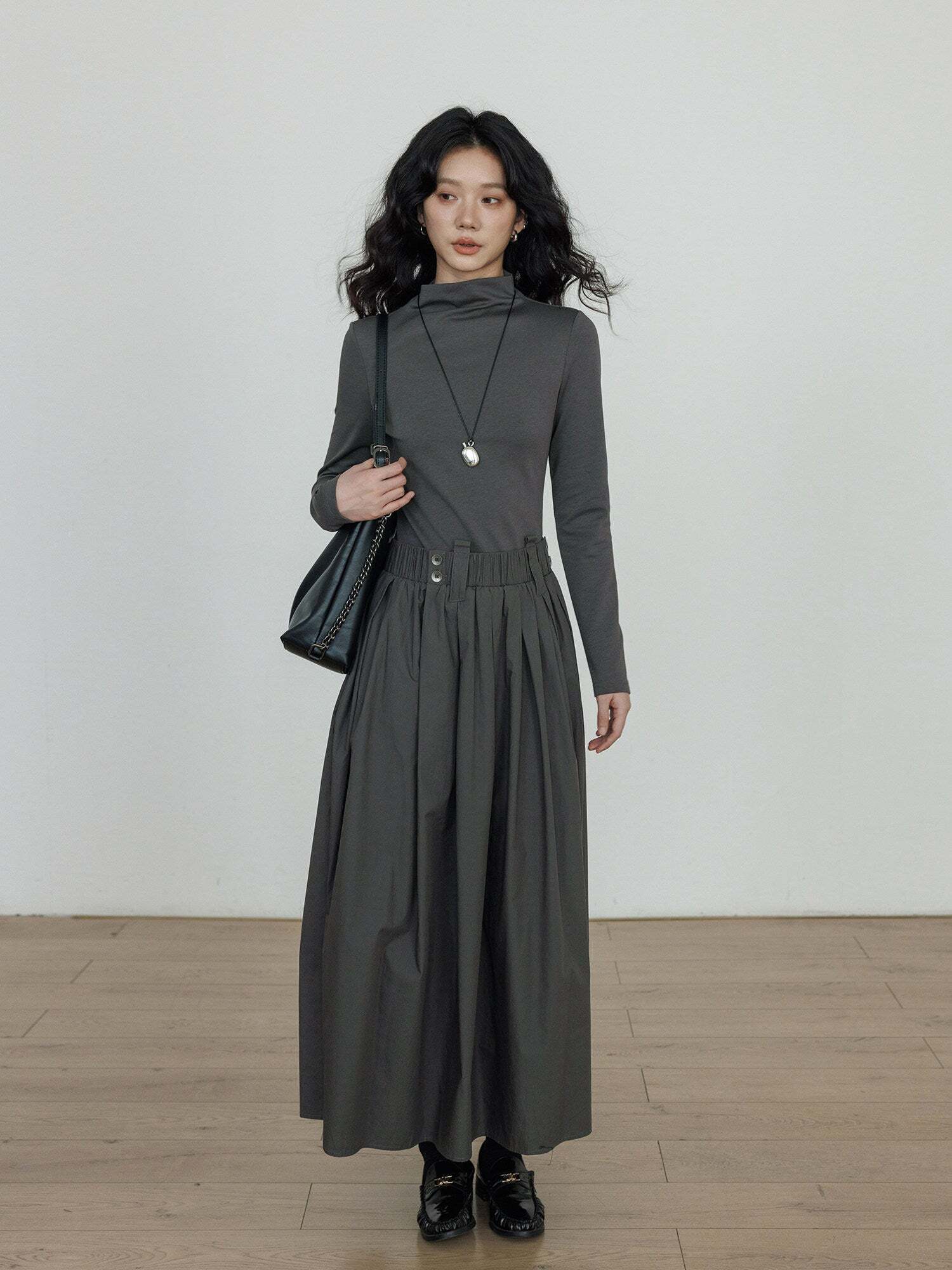 Half-Turtleneck Long Dress Half-Turtleneck Long Dress