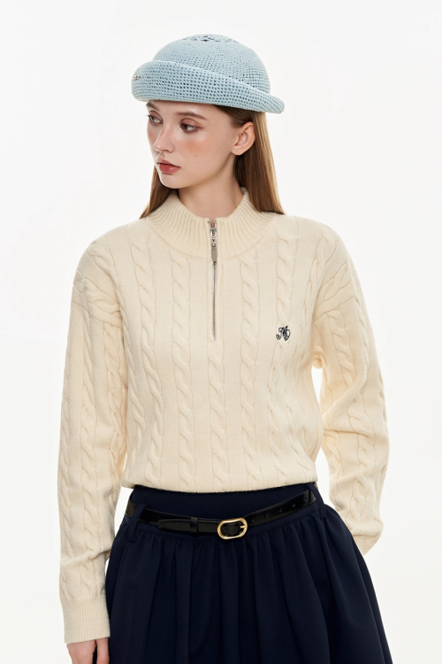 Half Zip Cable Knit