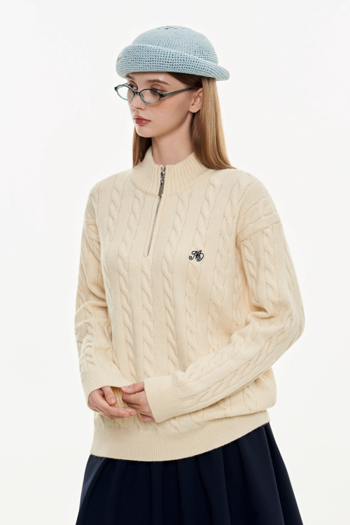 Half Zip Cable Knit