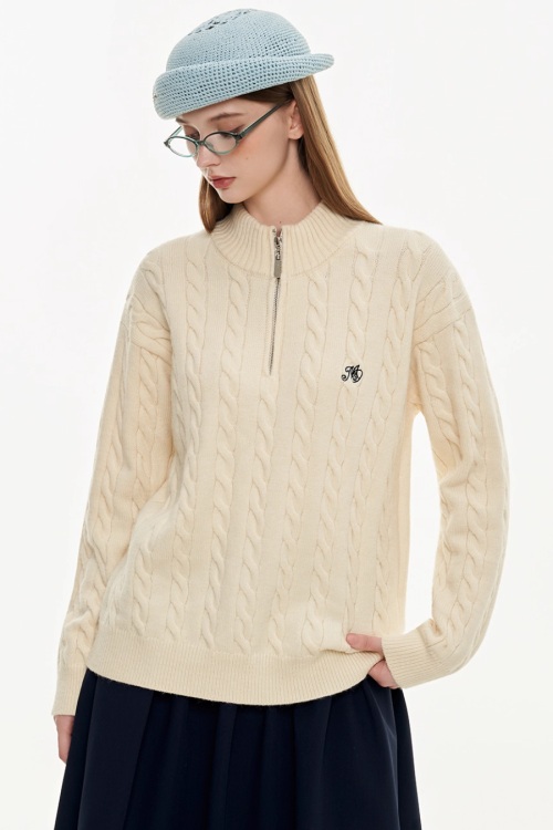Half Zip Cable Knit