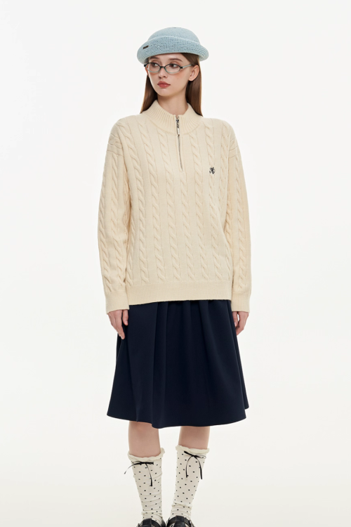 Half Zip Cable Knit