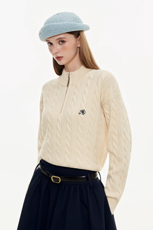 Half Zip Cable Knit