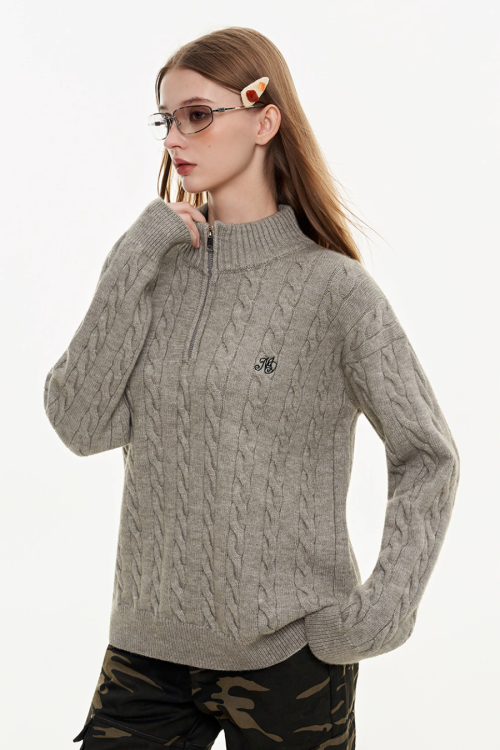 Half Zip Cable Knit
