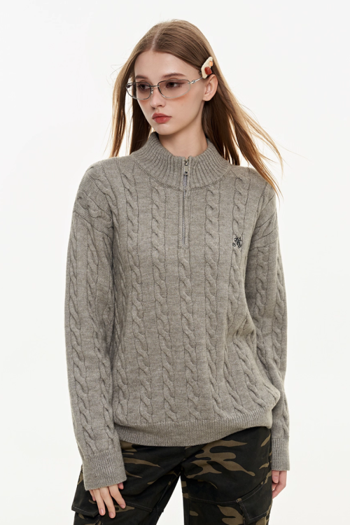 Half Zip Cable Knit