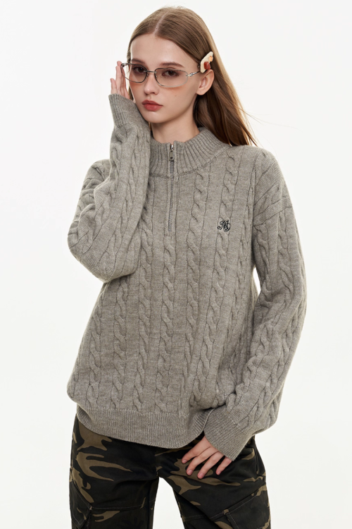 Half Zip Cable Knit