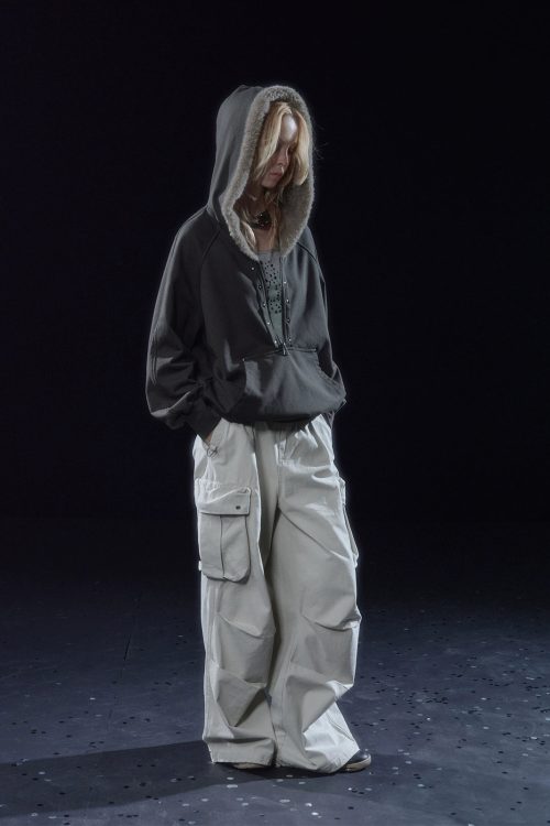 Half Zip Fur Hood Hoodie