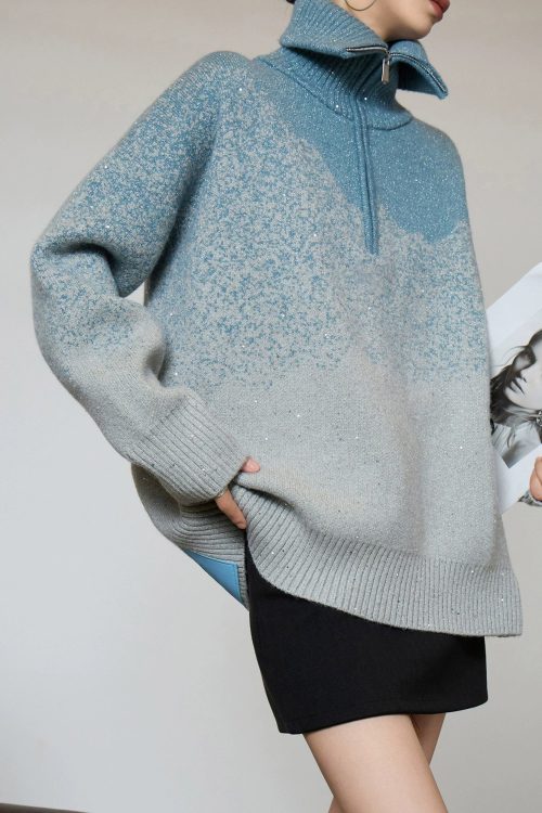 Half-Zip Gradient Knit Top
