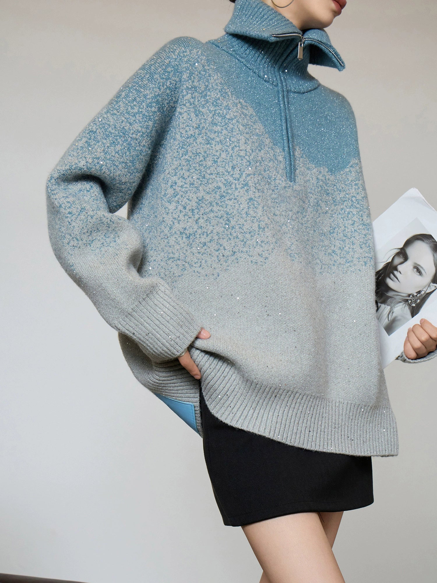 Half-Zip Gradient Knit Top Half-Zip Gradient Knit Top