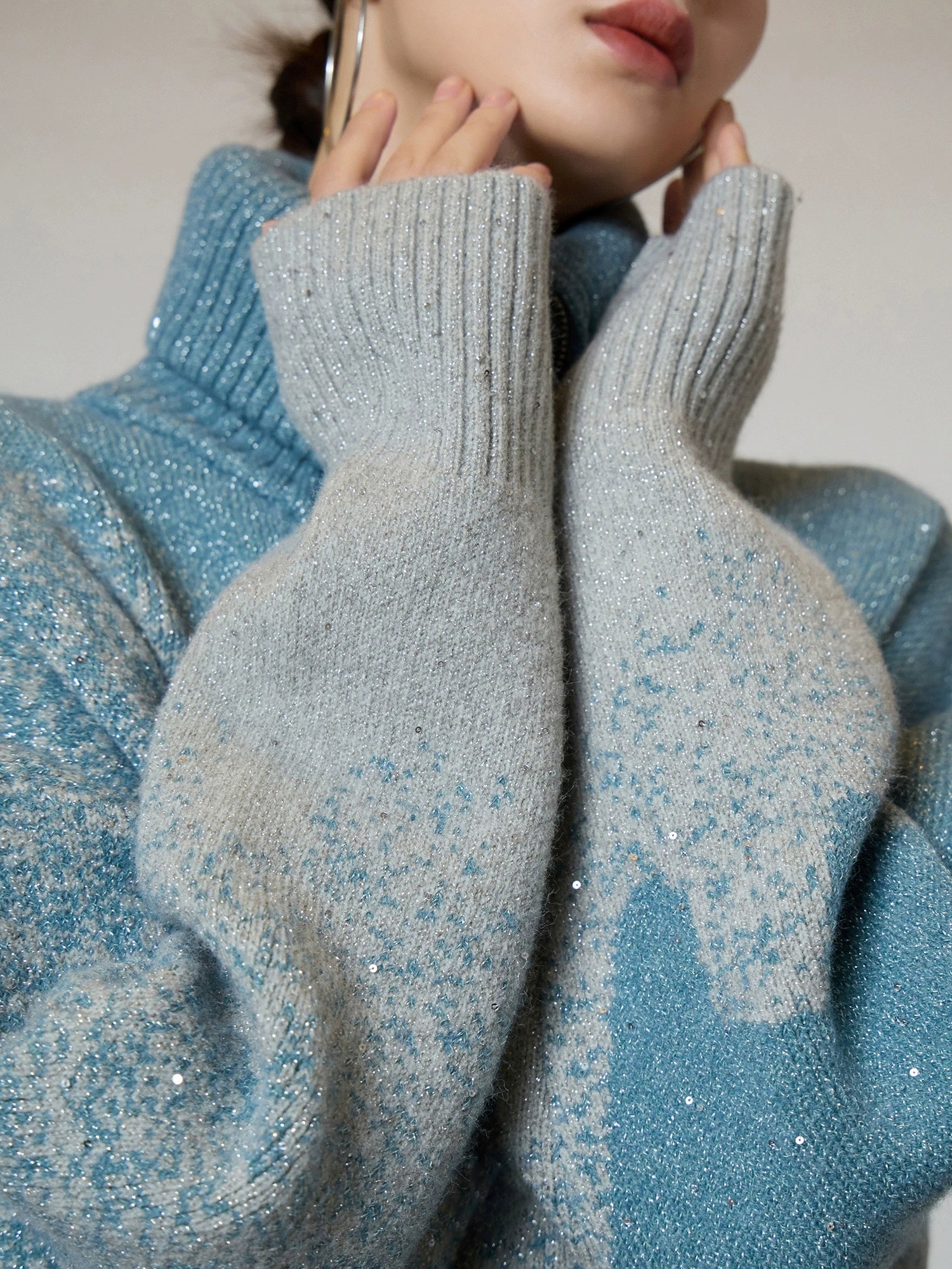 Half-Zip Gradient Knit Top Half-Zip Gradient Knit Top