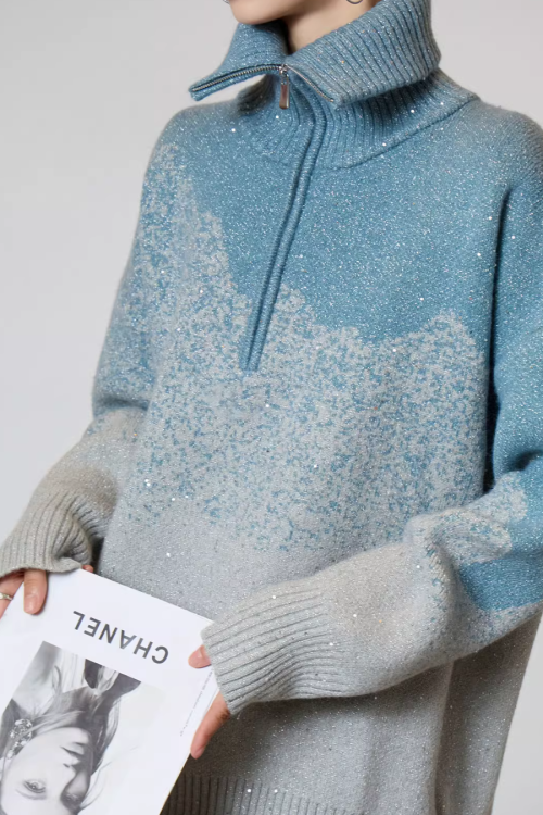 Half-Zip Gradient Knit Top