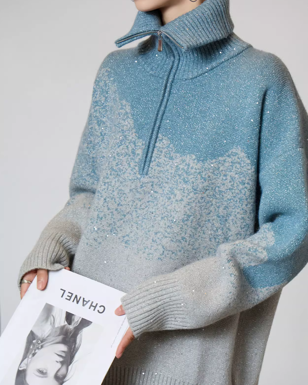 Half-Zip Gradient Knit Top Half-Zip Gradient Knit Top