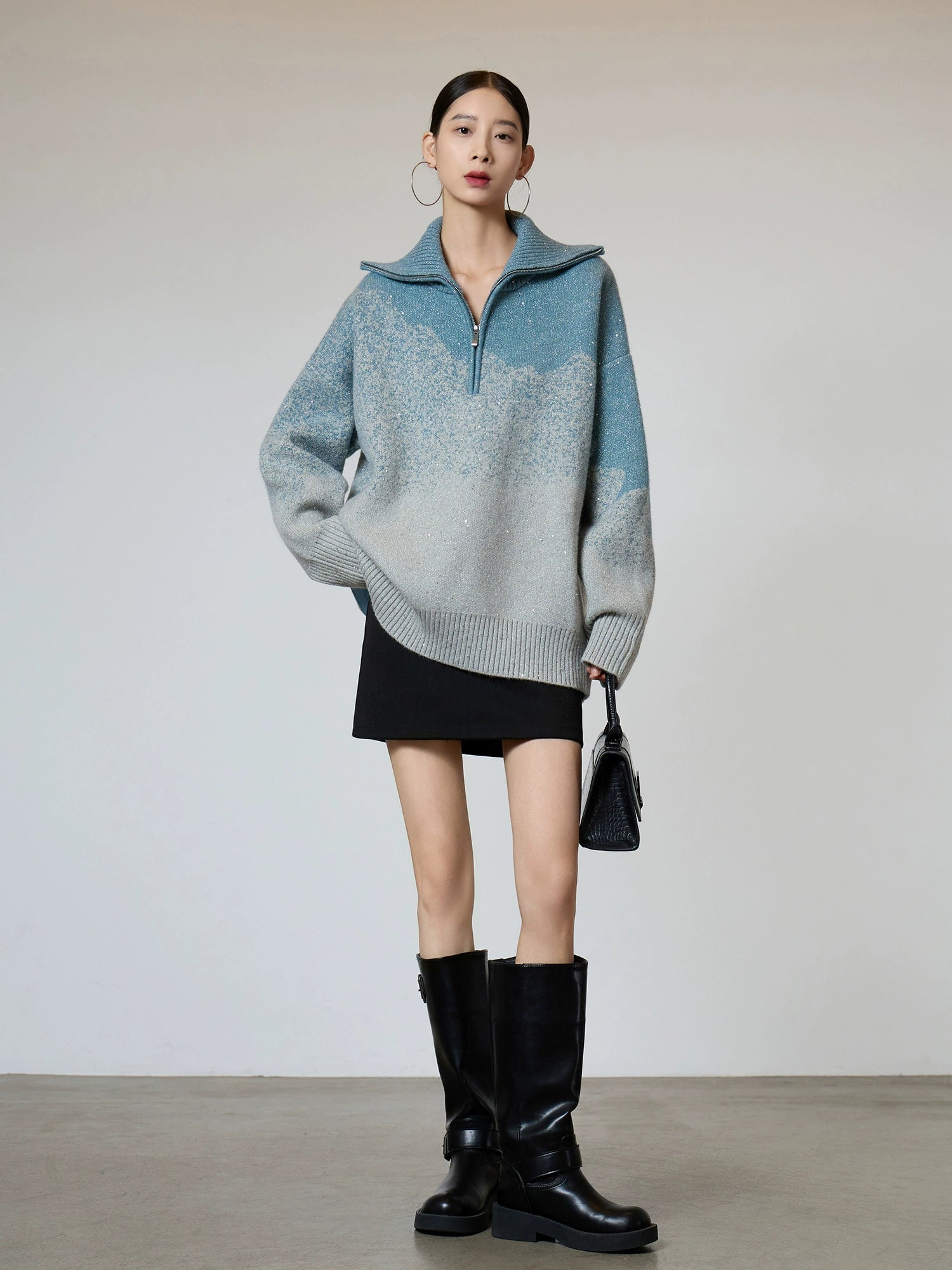 Half-Zip Gradient Knit Top Half-Zip Gradient Knit Top