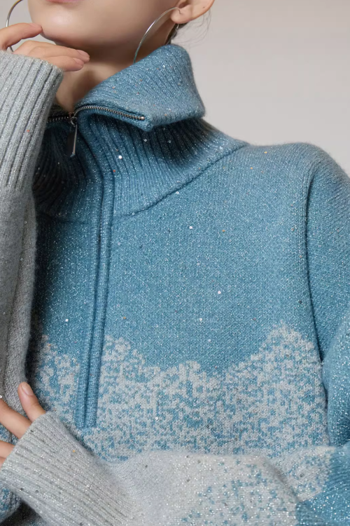 Half-Zip Gradient Knit Top